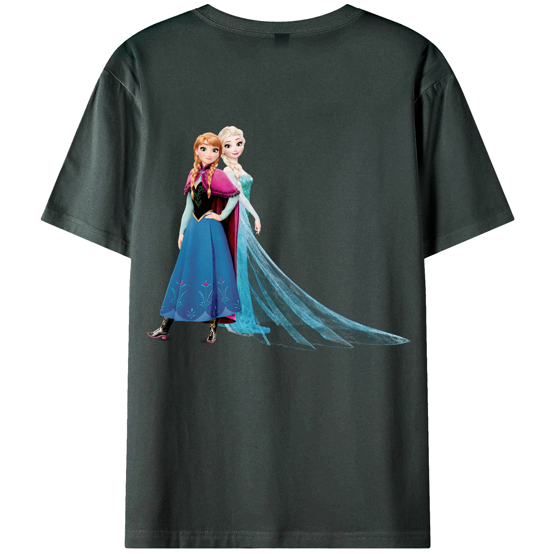 （画像用） アナと雪の女王 アンナ エルサ Frozen Anna Elsa 綿100％ メンズ半袖Tシャツ（バックプリント） 通気性